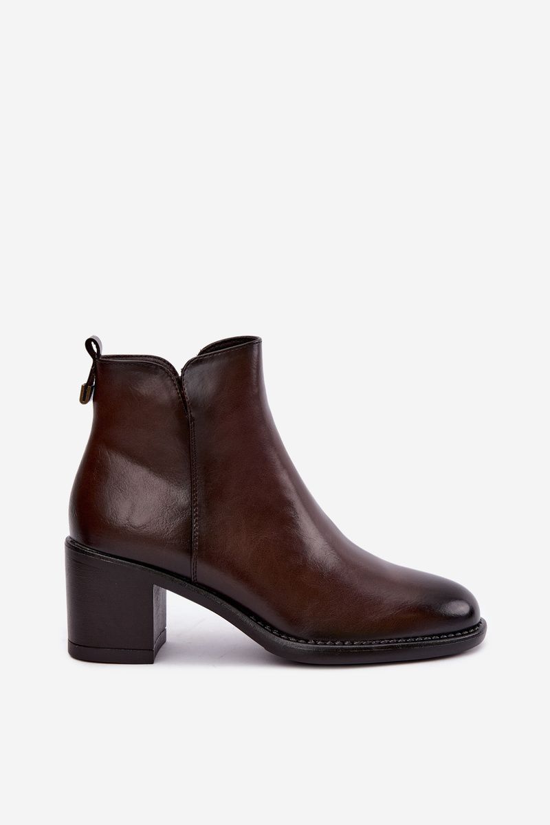 Gefütterte Stiefelette mit Blockabsatz, braun