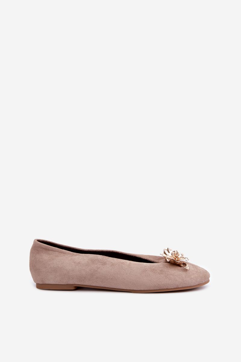Beige Ballerinas mit Schmuckverzierung