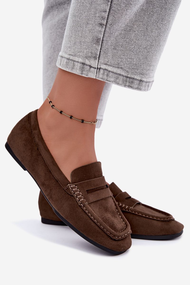 Beige Mokassins aus Wildlederimitat ohne Absatz