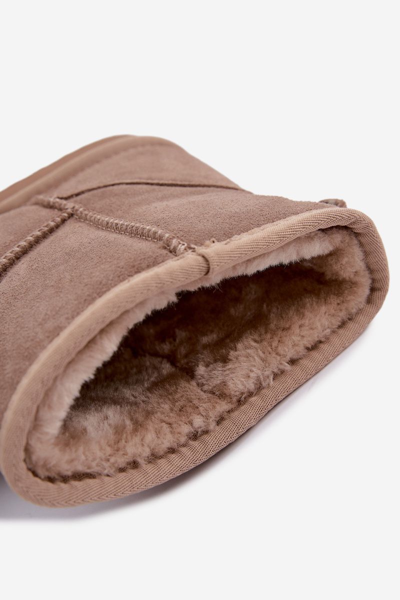 Beige Schneestiefel aus Wildleder mit Fellfutter