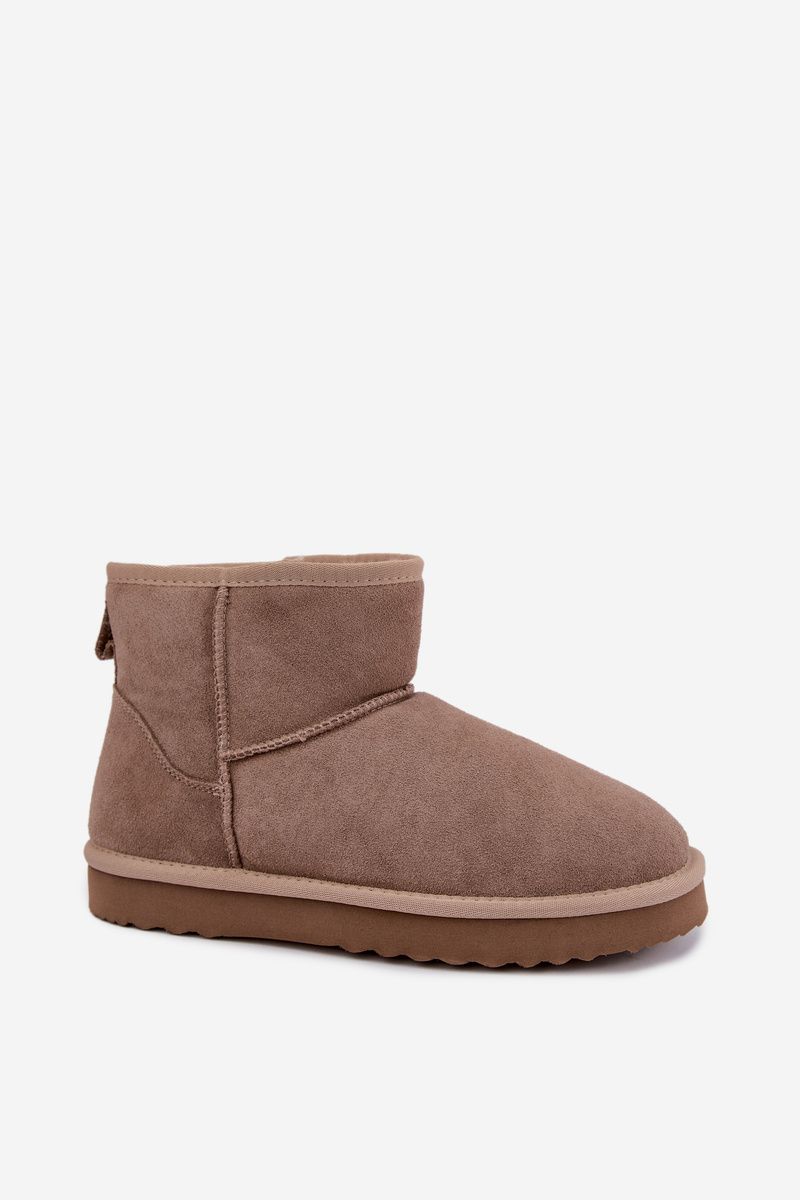 Beige Schneestiefel aus Wildleder mit Fellfutter