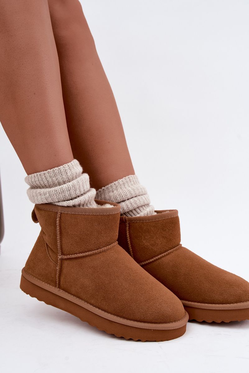 Gefütterte Schneestiefel aus Wildleder, braun