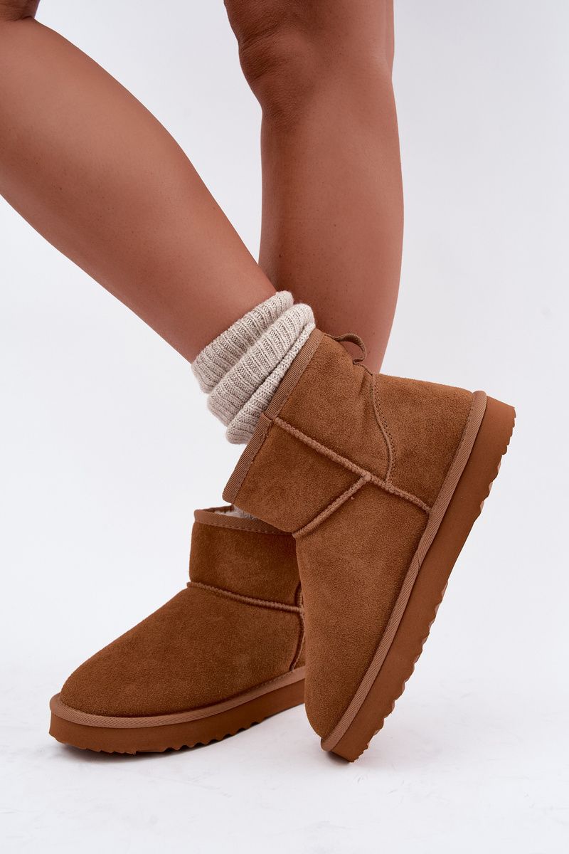 Gefütterte Schneestiefel aus Wildleder, braun