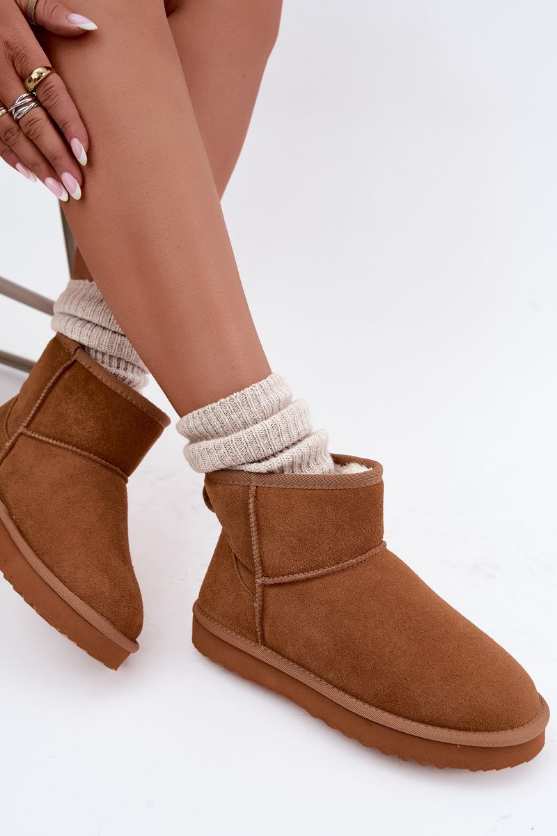 Gefütterte Schneestiefel aus Wildleder, braun