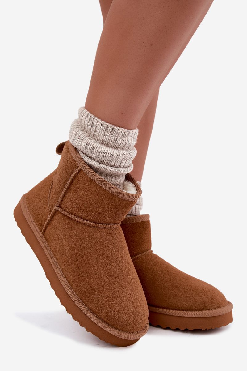 Gefütterte Schneestiefel aus Wildleder, braun