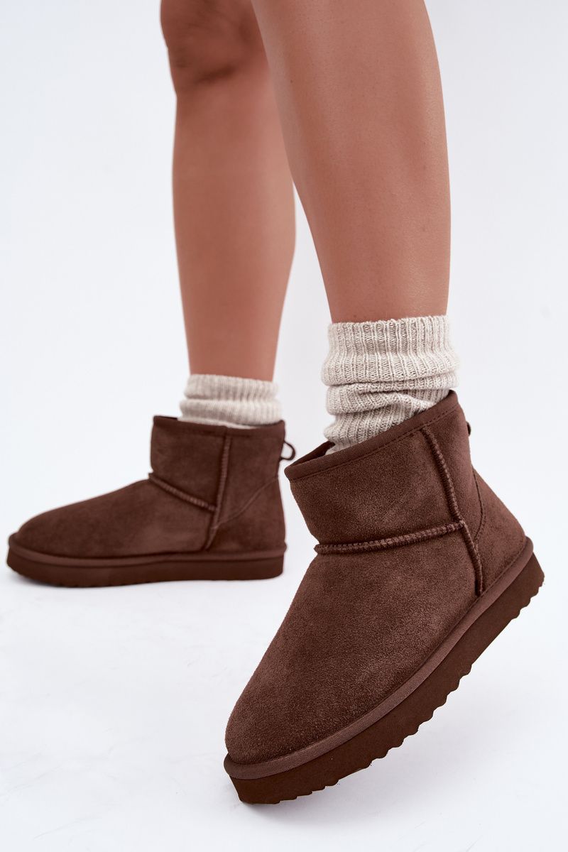 Gefütterte braune Wildleder-Snowboots mit Fell