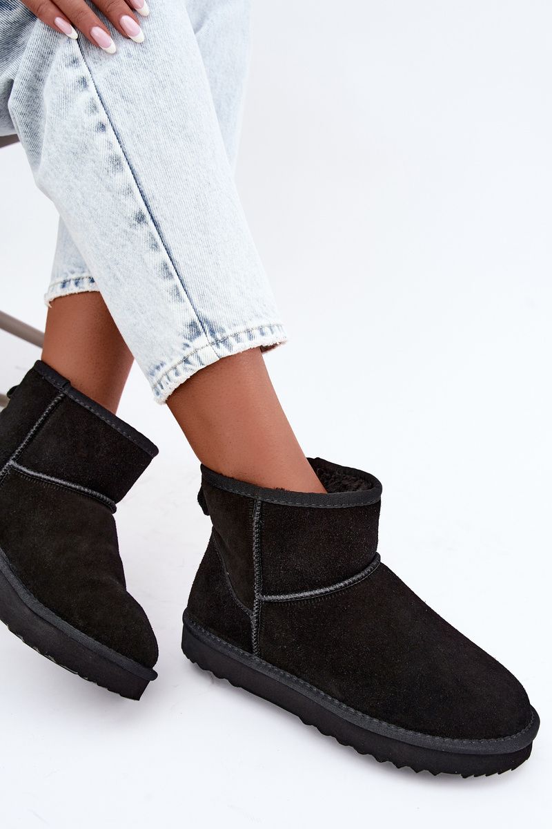 Gefütterte schwarze Wildleder-Snowboots mit Fell