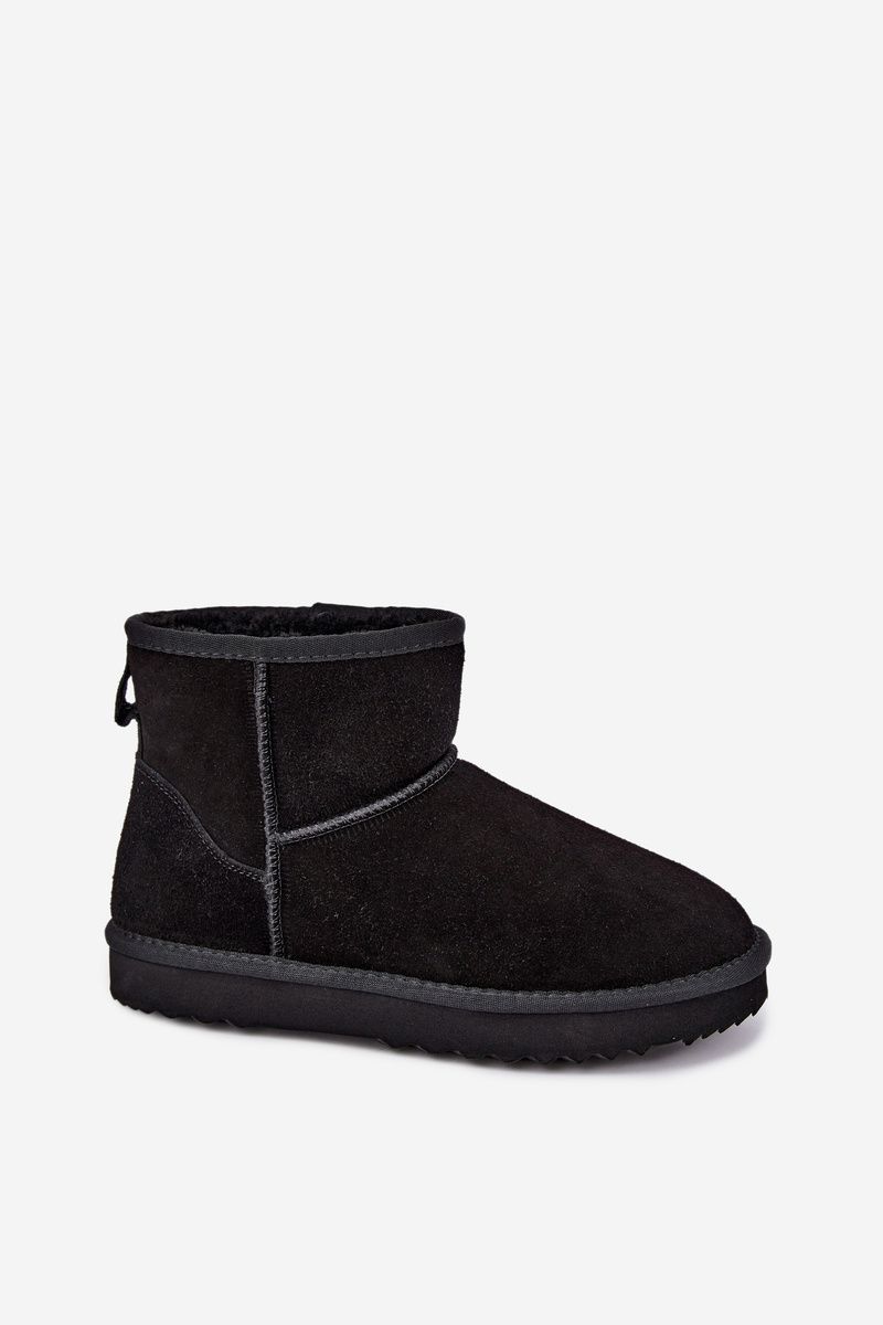 Gefütterte schwarze Wildleder-Snowboots mit Fell