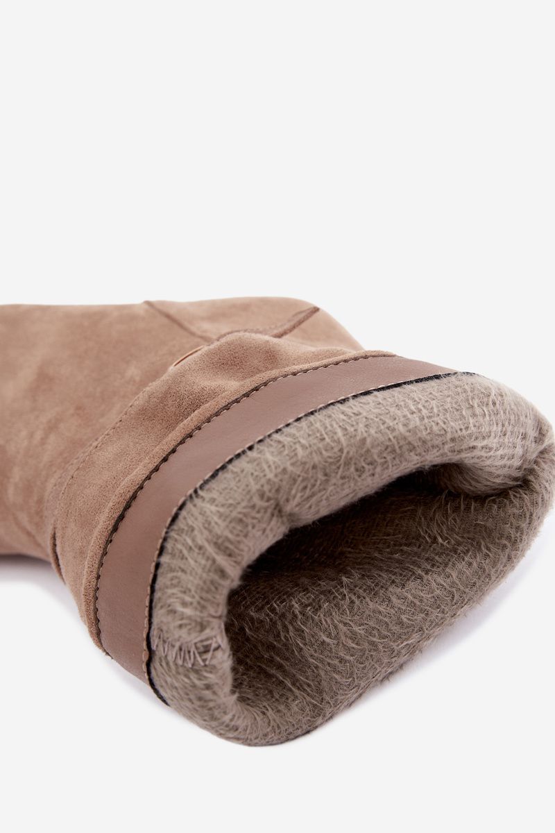Beige gefütterte Stiefelette mit Stiletto-Absatz und Riemen