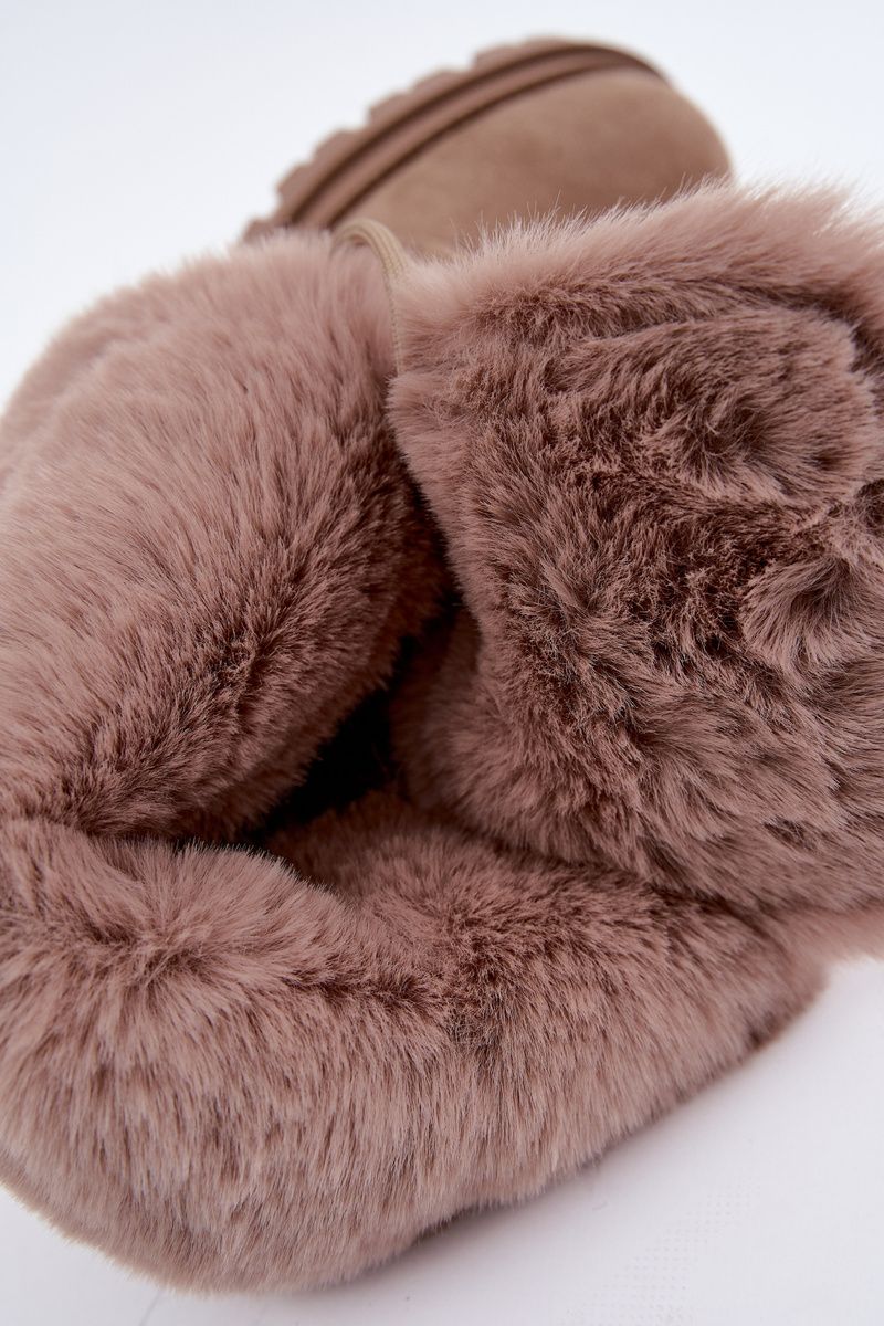 Beige gefütterte Ankle-Boots aus Wildlederimitat