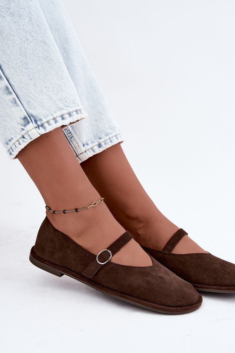 Barefoot Ballerina mit Riemen aus braunem Wildlederimitat