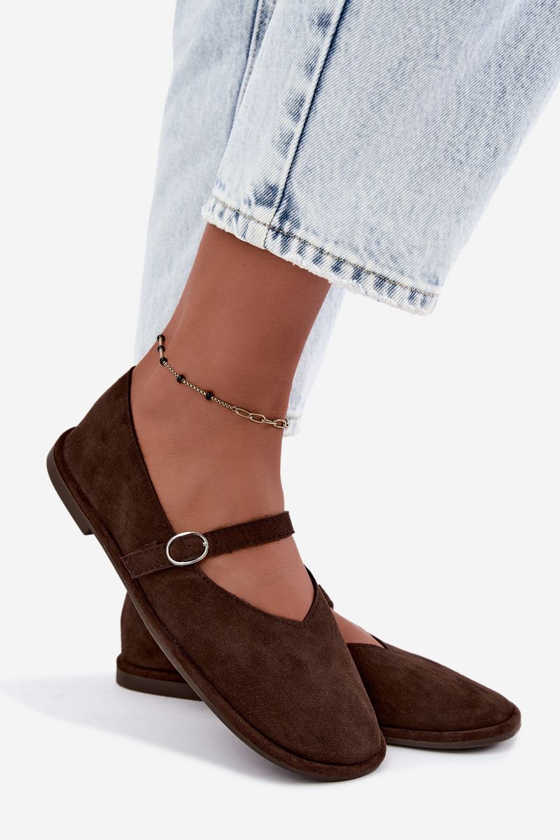 Barefoot Ballerina mit Riemen aus braunem Wildlederimitat