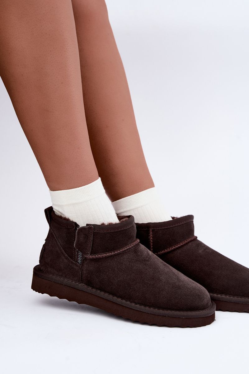 Wildleder-Snowboots mit Reißverschluss braun