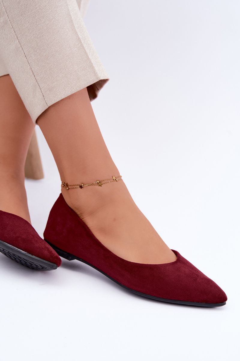 Flache Ballerinas aus Eco-Wildleder in Bordeaux