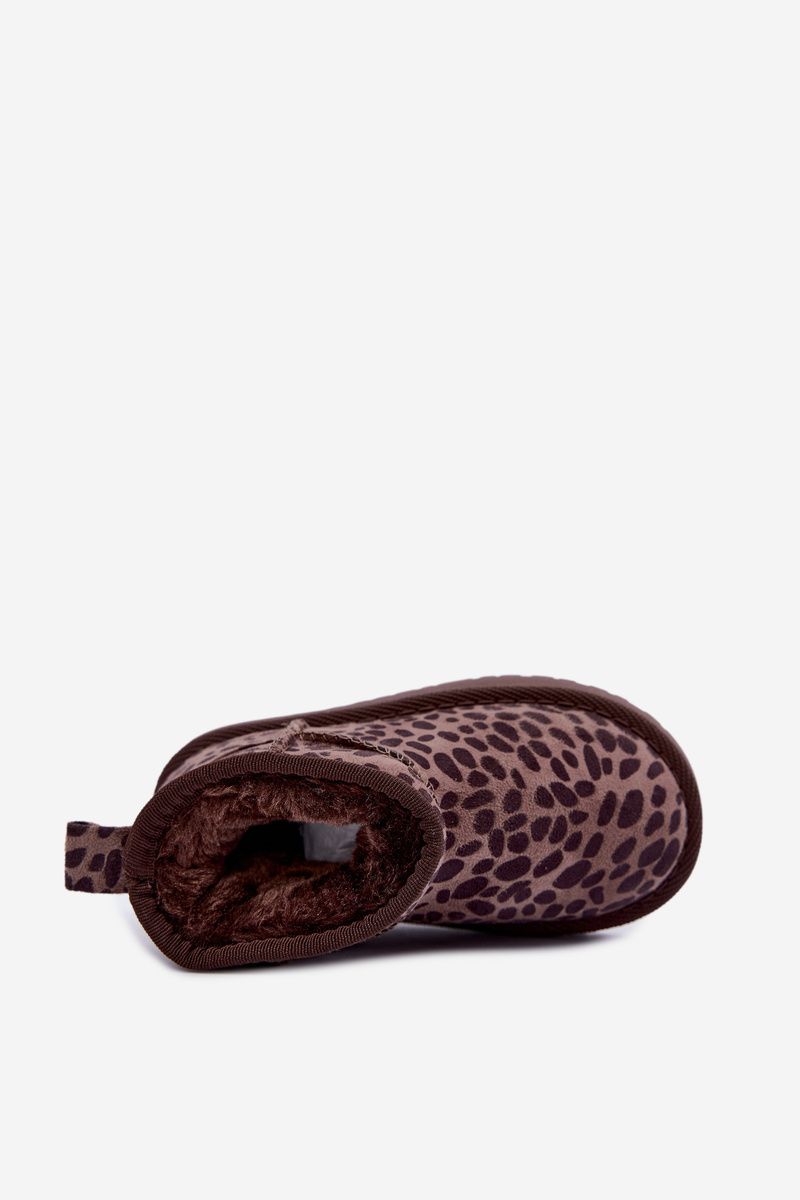 Schneestiefel mit Leopardenmuster, braun, aus Kunstveloursleder