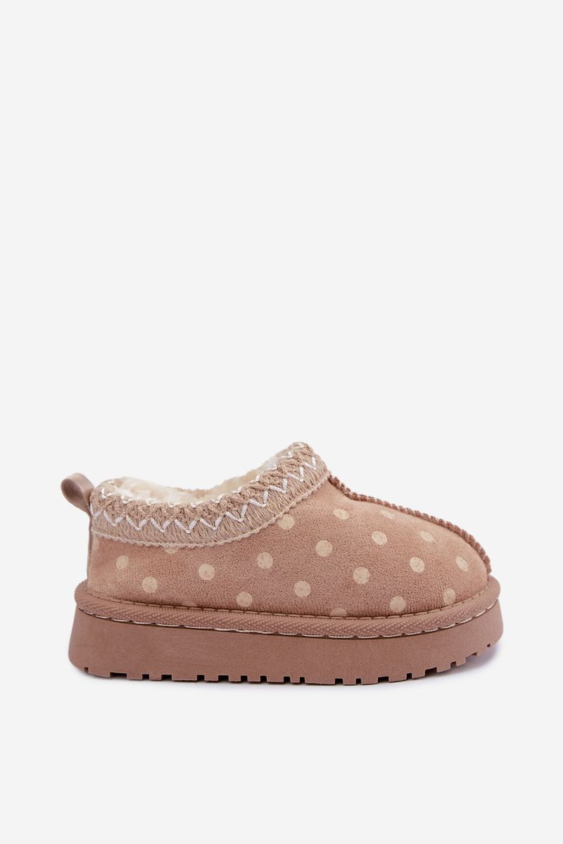 Beige Schneestiefel mit Muster und Stickerei