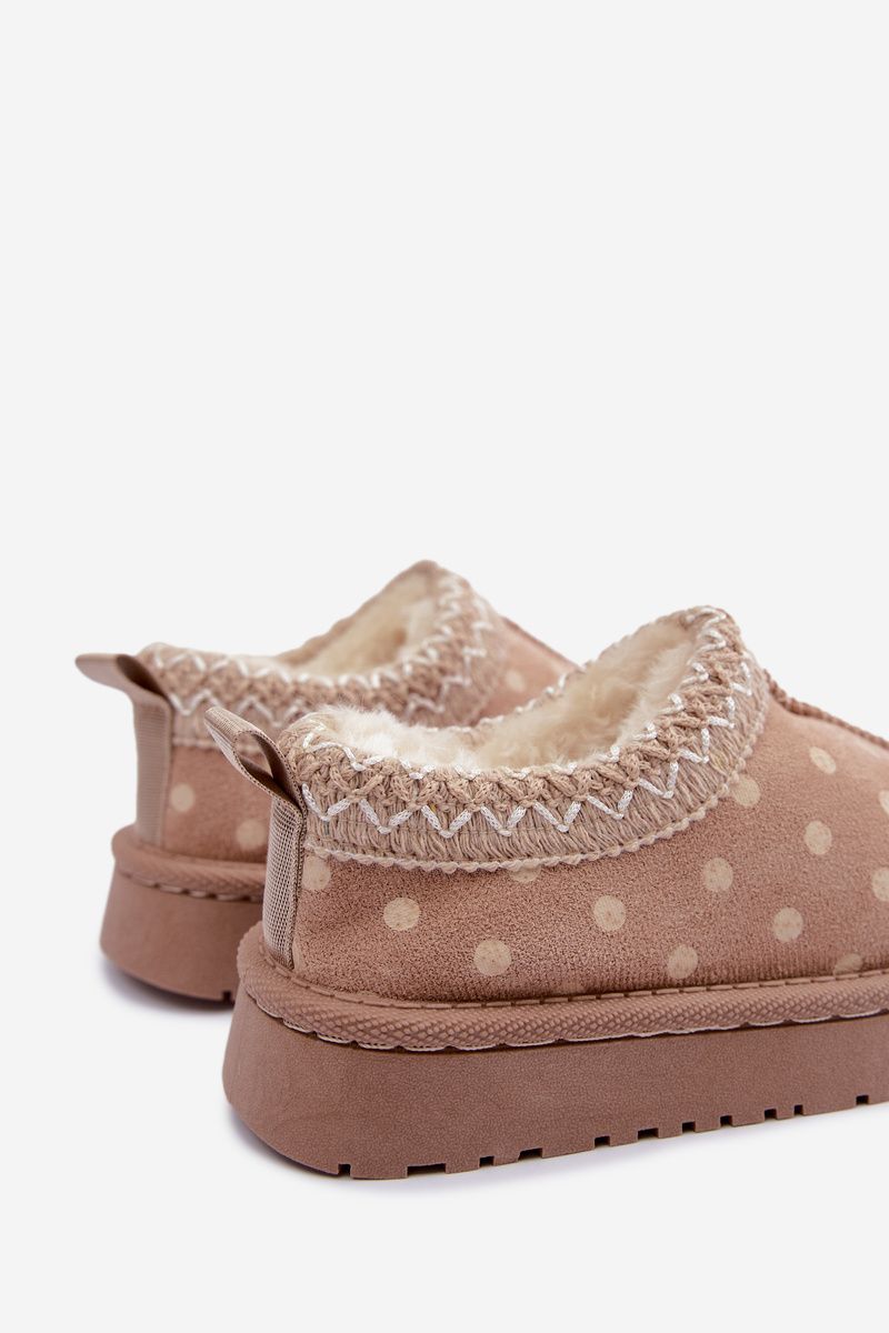 Beige Schneestiefel mit Muster und Stickerei