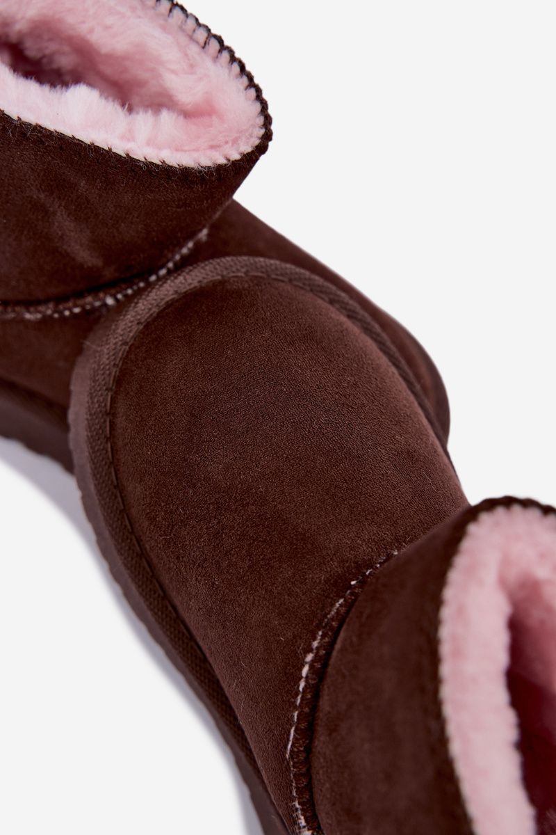 Braune Schneestiefel mit Schleife aus Velourslederimitat