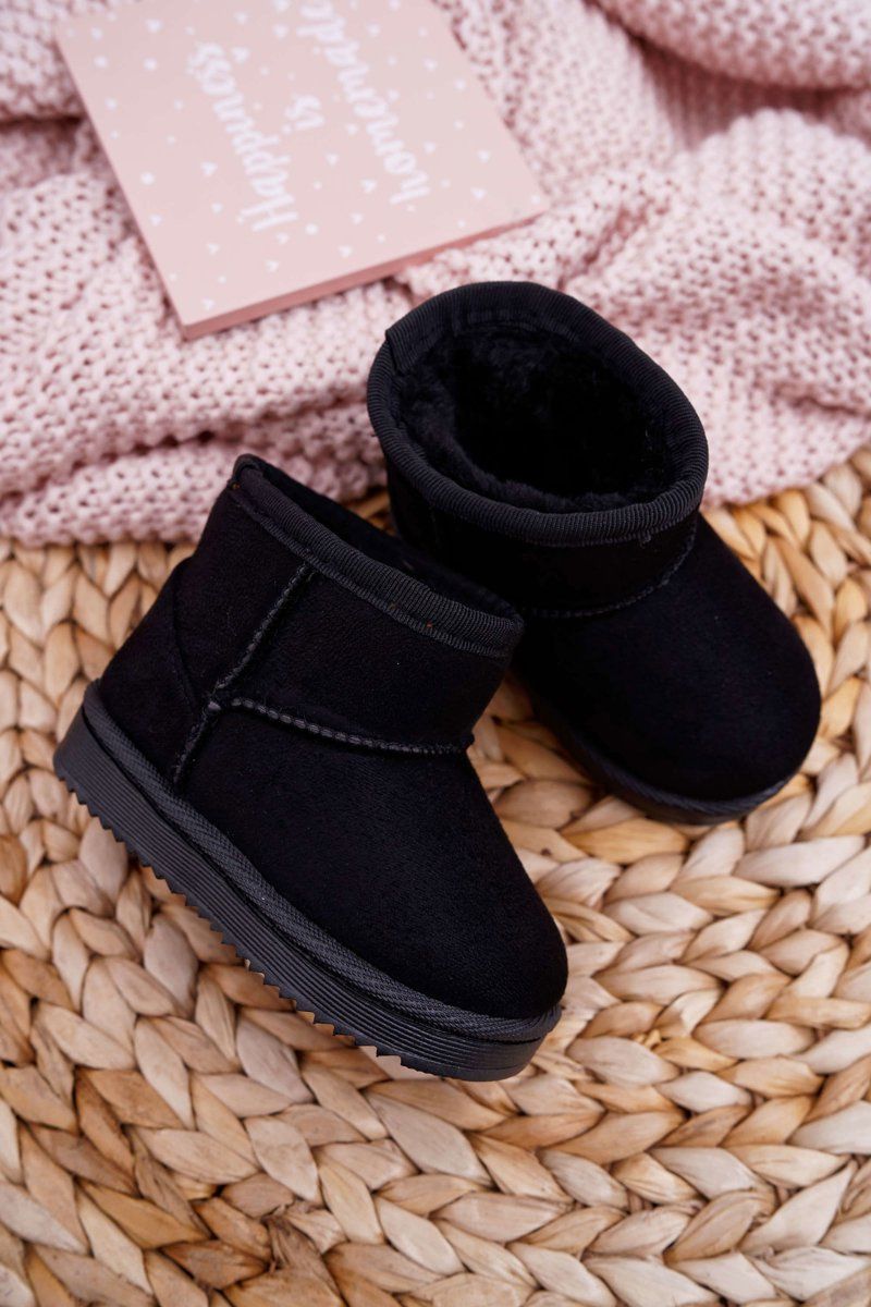 Gefütterte schwarze Schneestiefel aus Wildlederimitat