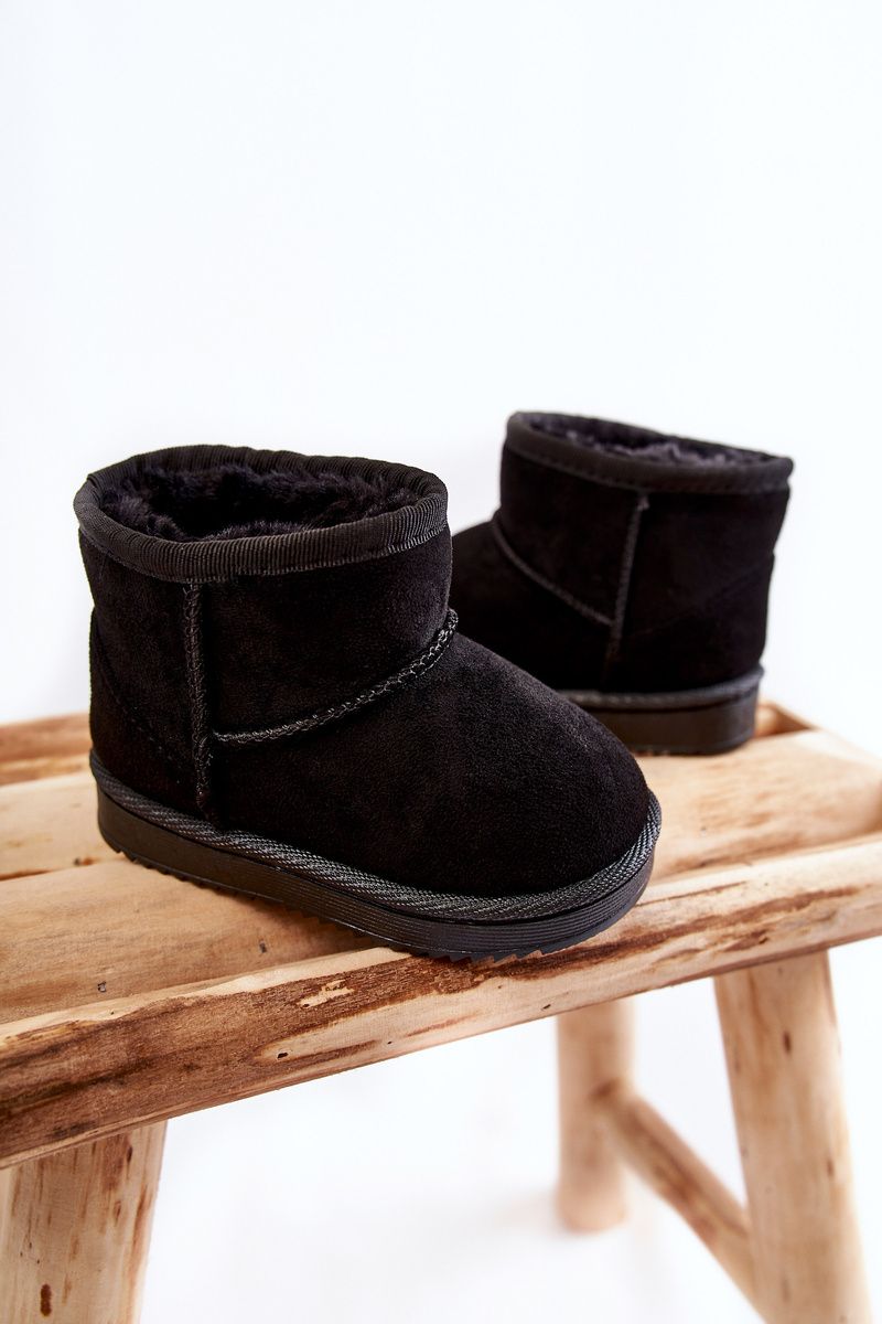 Gefütterte schwarze Schneestiefel aus Wildlederimitat