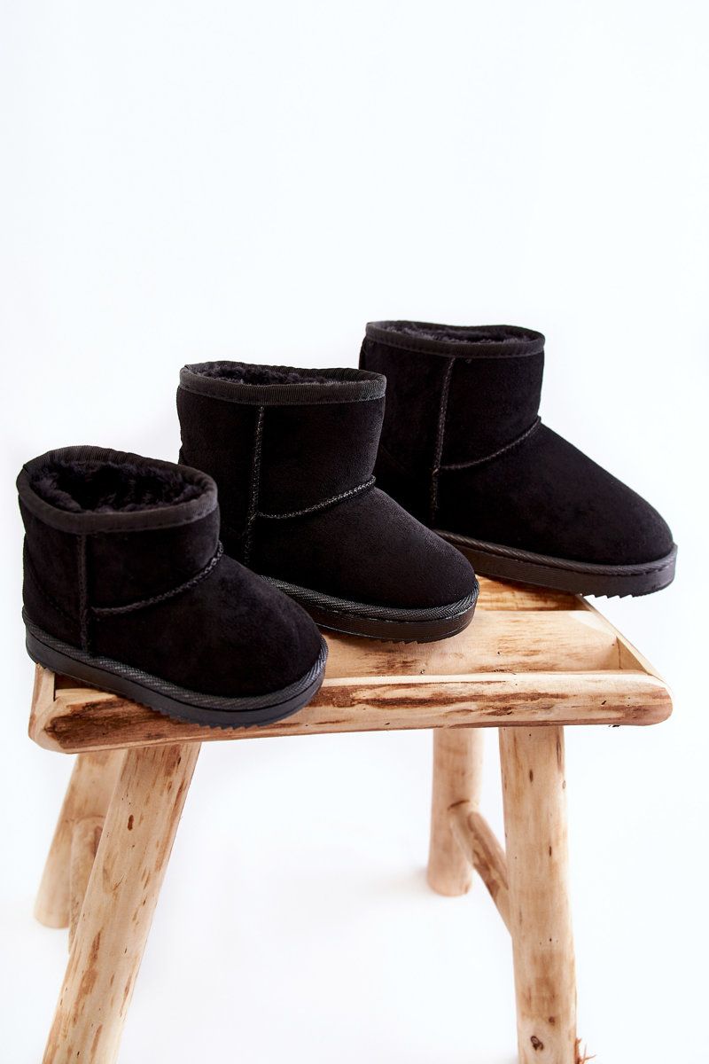 Gefütterte schwarze Schneestiefel aus Wildlederimitat