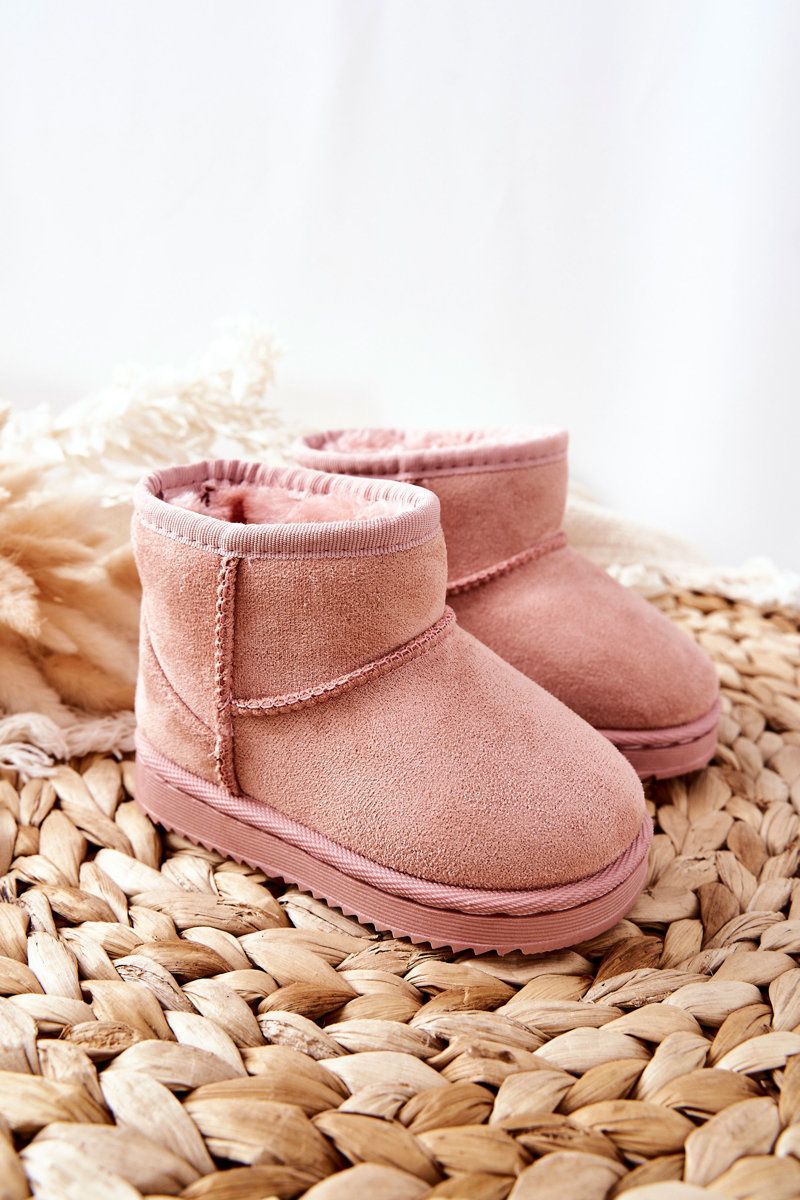Gefütterte rosa Schneestiefel aus Wildlederimitat