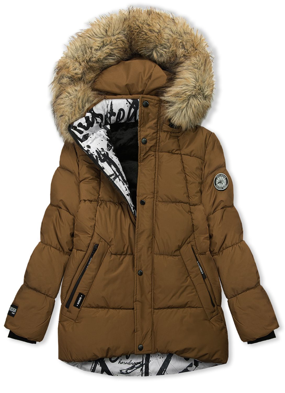 Jungen Winterjacke mit Kapuze, Braun