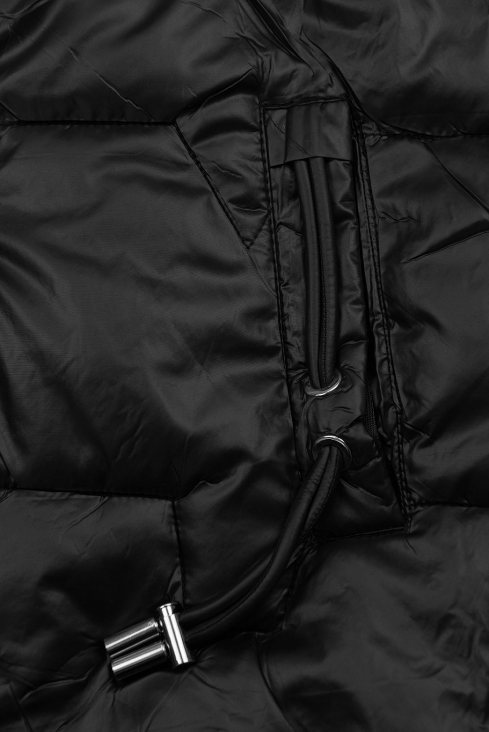 Winterjacke mit Fell, halbglänzend, Schwarz
