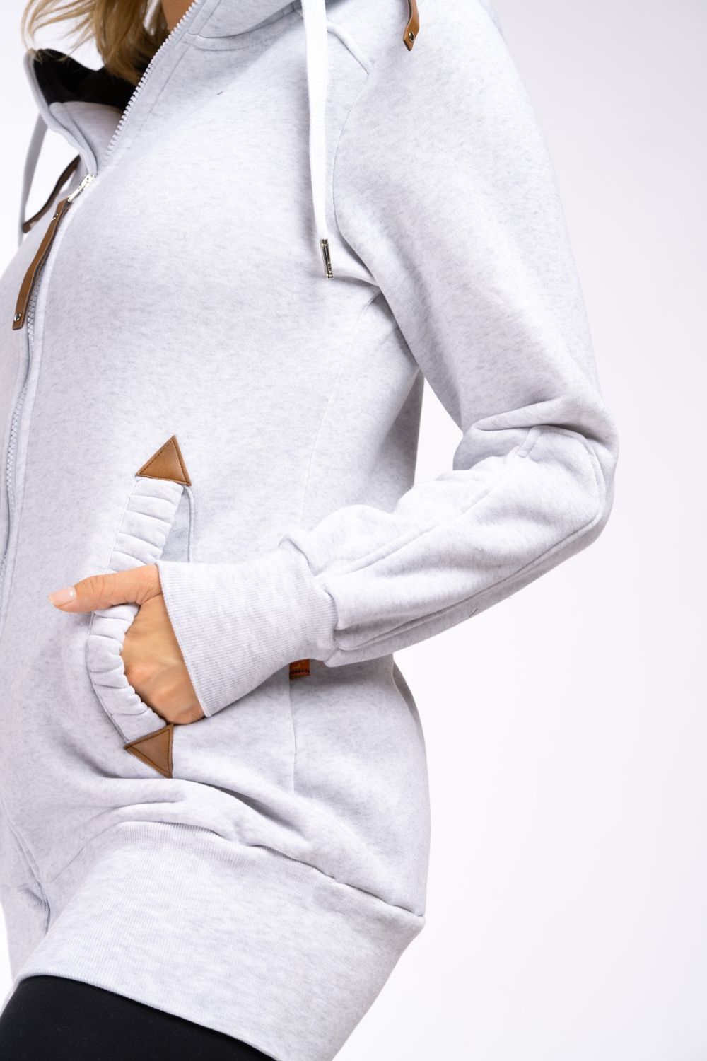 Verlängertes, warmes Sweatshirt Anthrazit