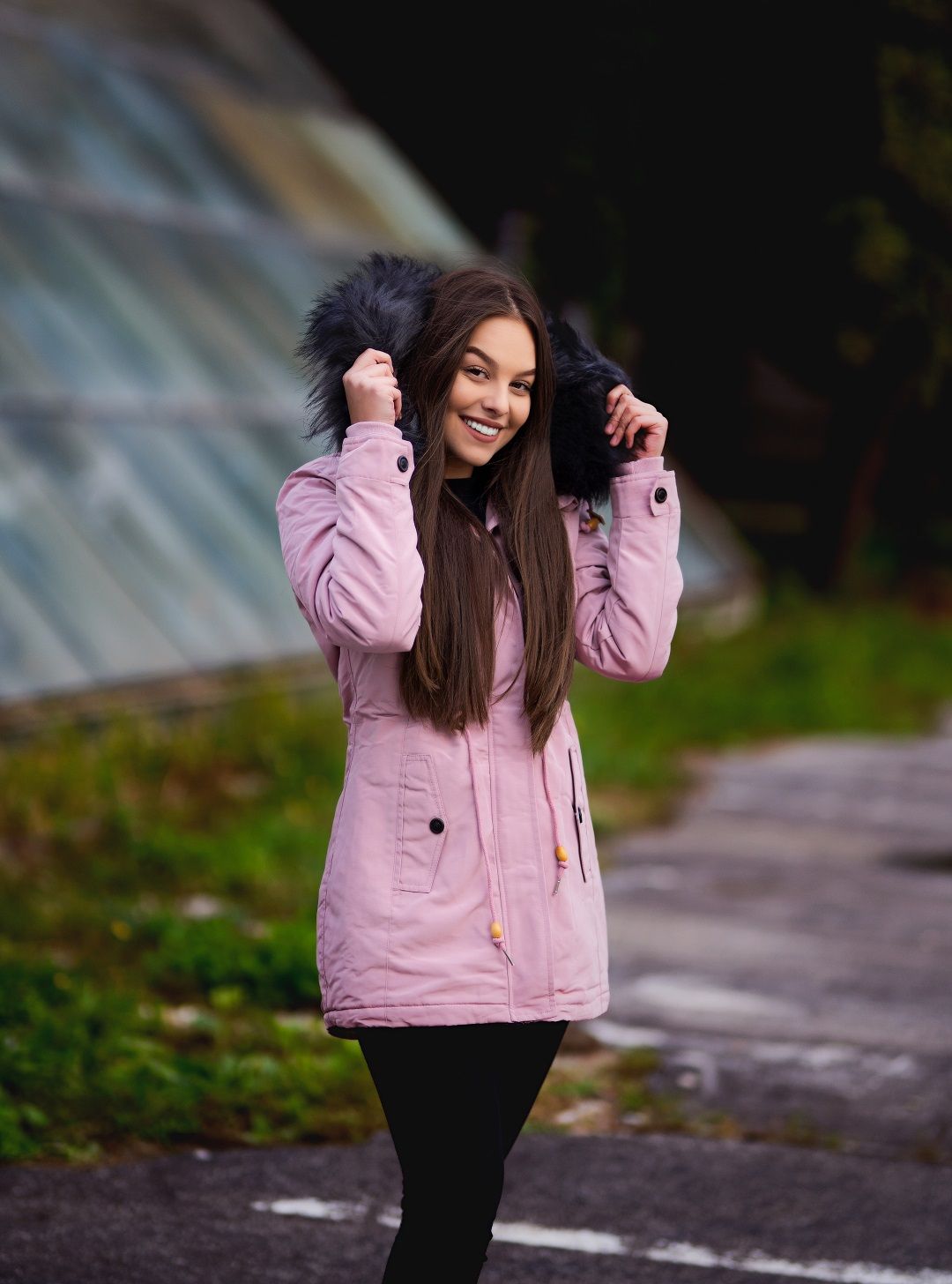 Kurzparka mit Futter-Plüsch schwarz