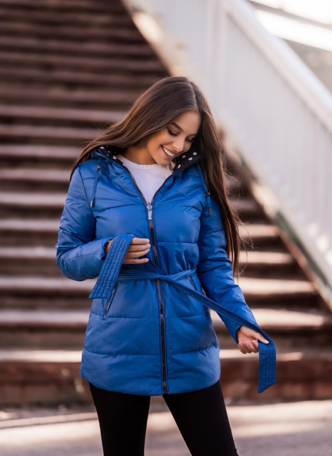 Wattierte Steppjacke mit Wendemöglichkeit dunkelblau/schwarz