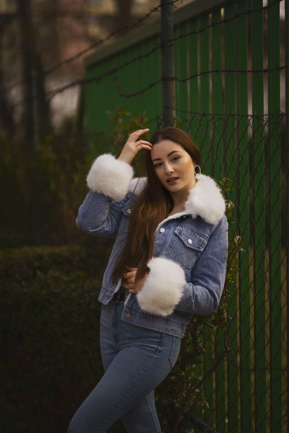 Jeansjacke mit kuscheligem Fellimitat grau/schwarz