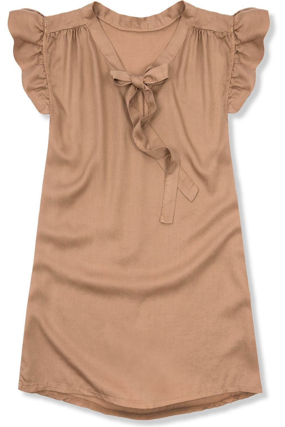 Bluse mit Schleife am Hals braun