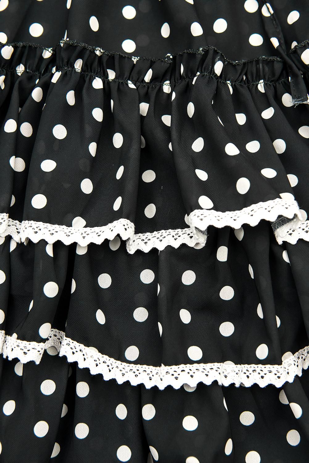 Volantkleid mit Punkten schwarz