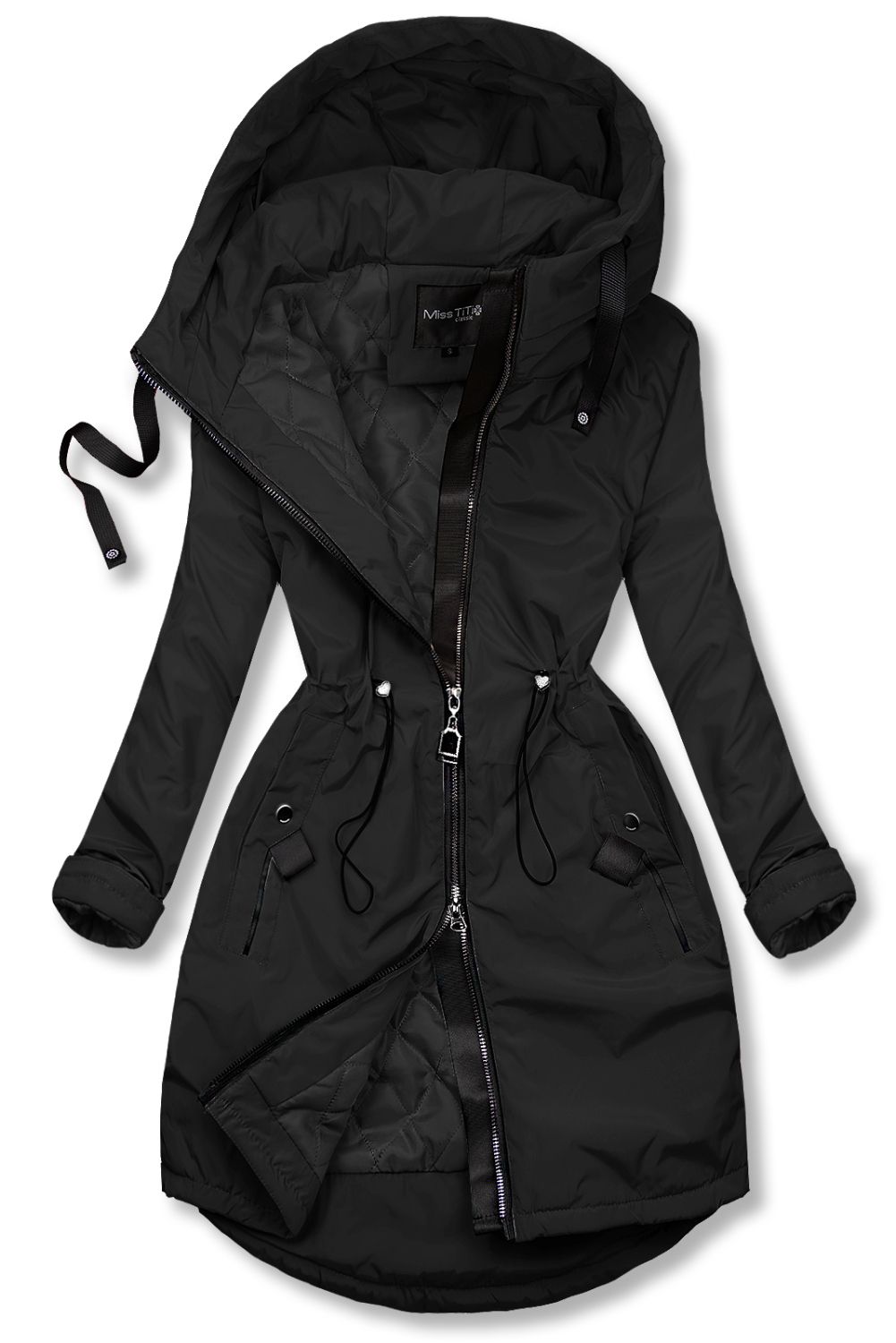 Übergangsjacke mit Kapuze Schwarz