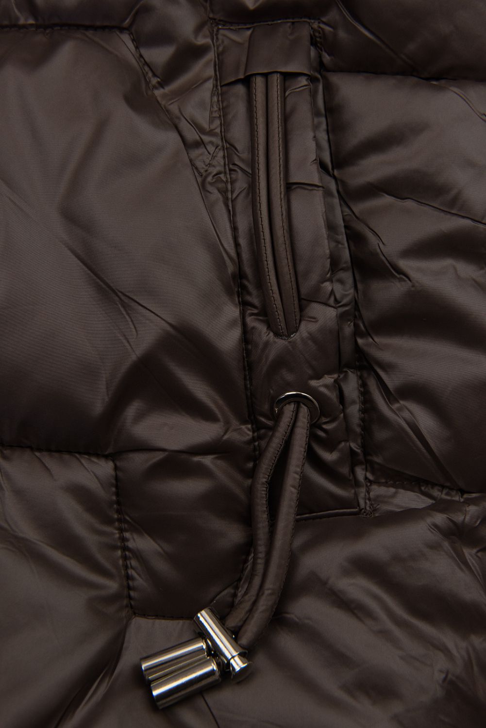 Winterjacke mit Fell, halbglänzend, Kakaobraun