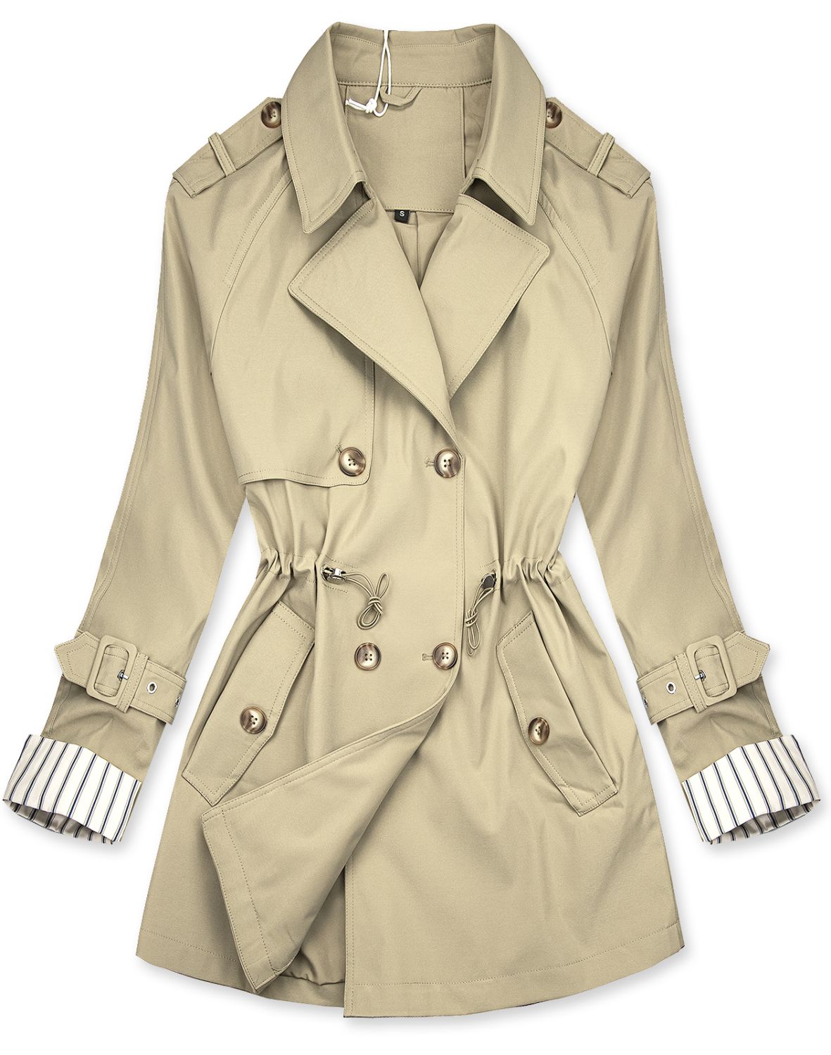 Beige Trenchcoat mit Taillengürtel