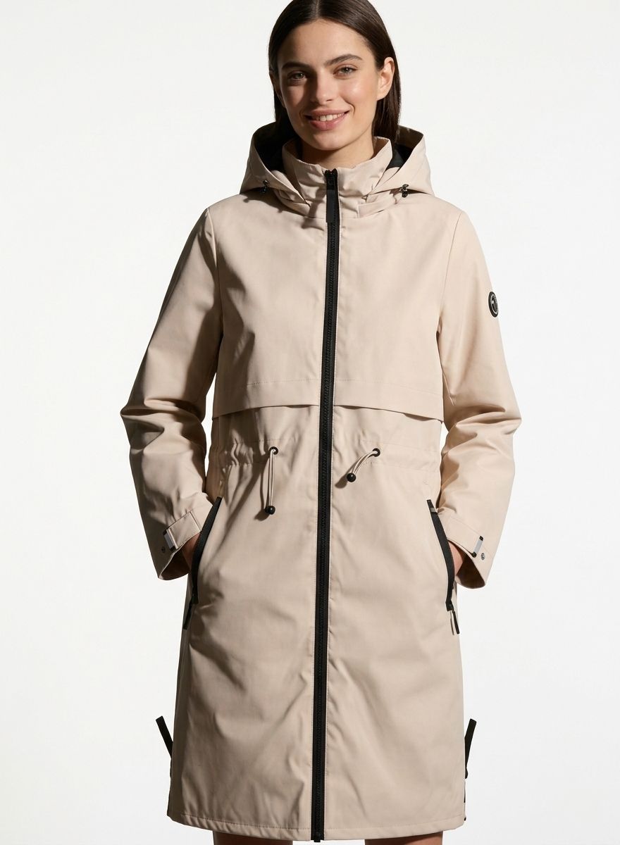 Übergangsparka für Damen mit abnehmbarer Kapuze Beige