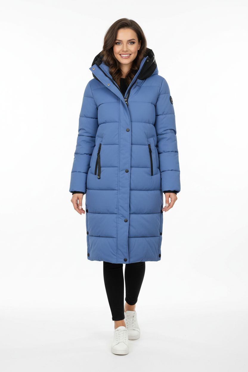 Blaue Damen-Winterjacke mit Kapuze STORM