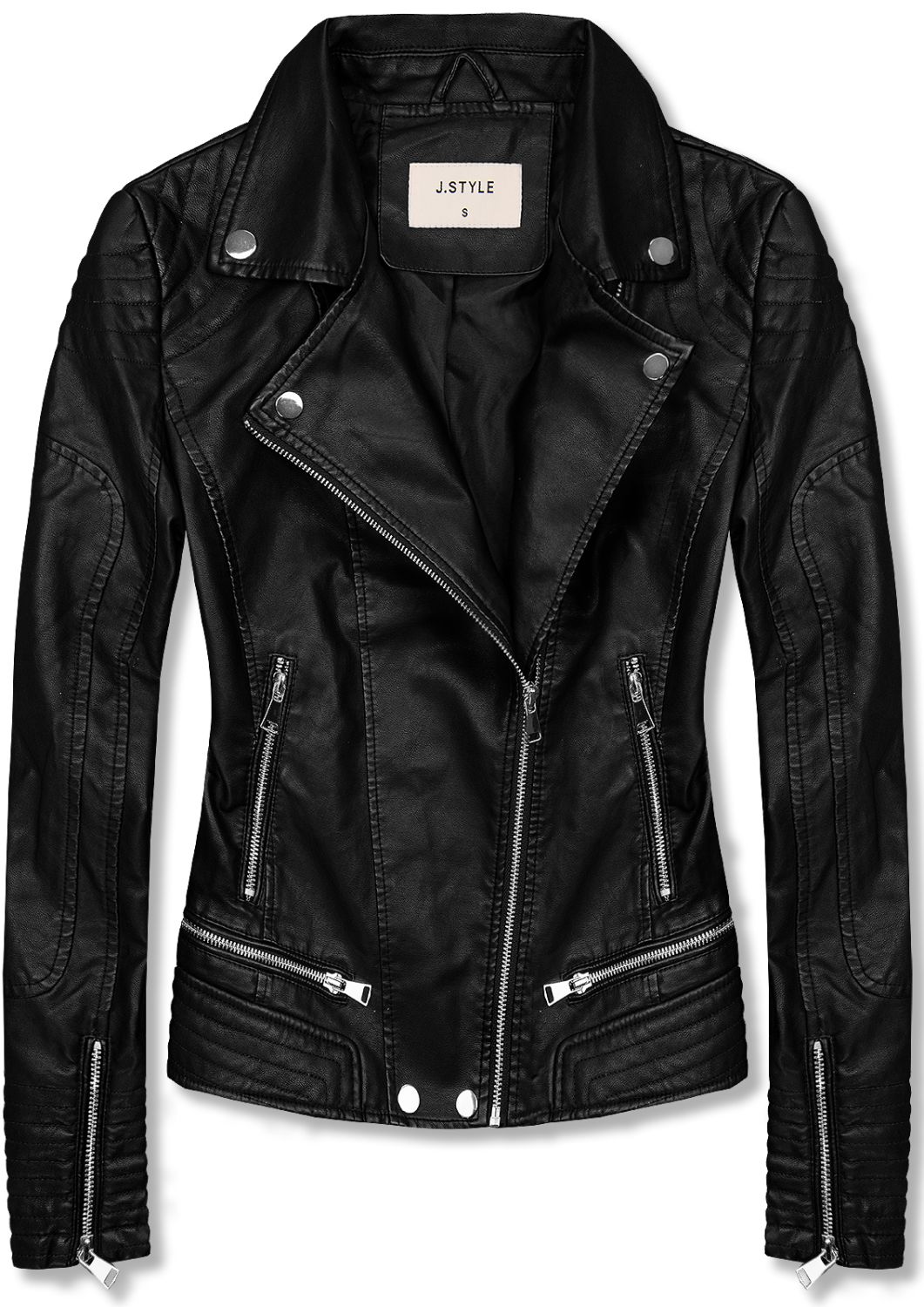 Bikerjacke mit Reißverschluss Schwarz