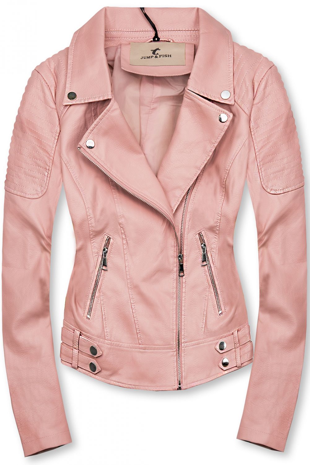 Lederimitatjacke im Biker-Look rosa