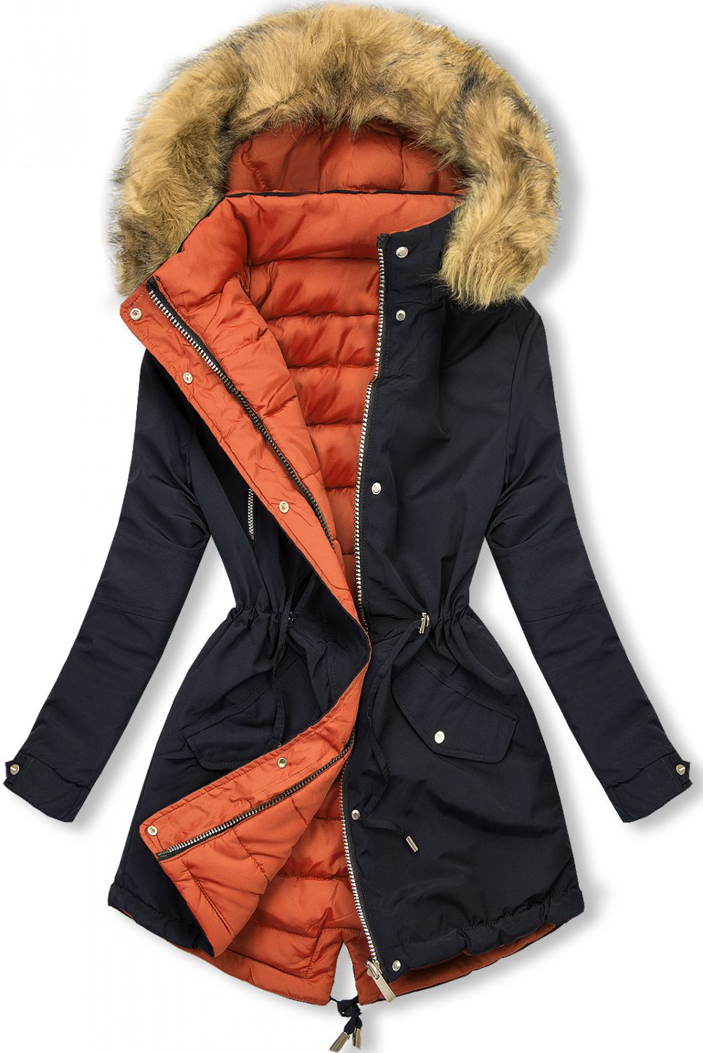 Winter Parkajacke mit Wendemöglichkeit dunkelblau/orange