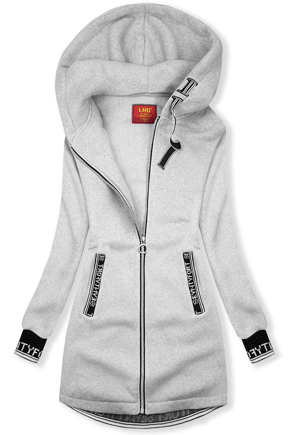 Sweatjacke im verlängerten Schnitt Hellgrau