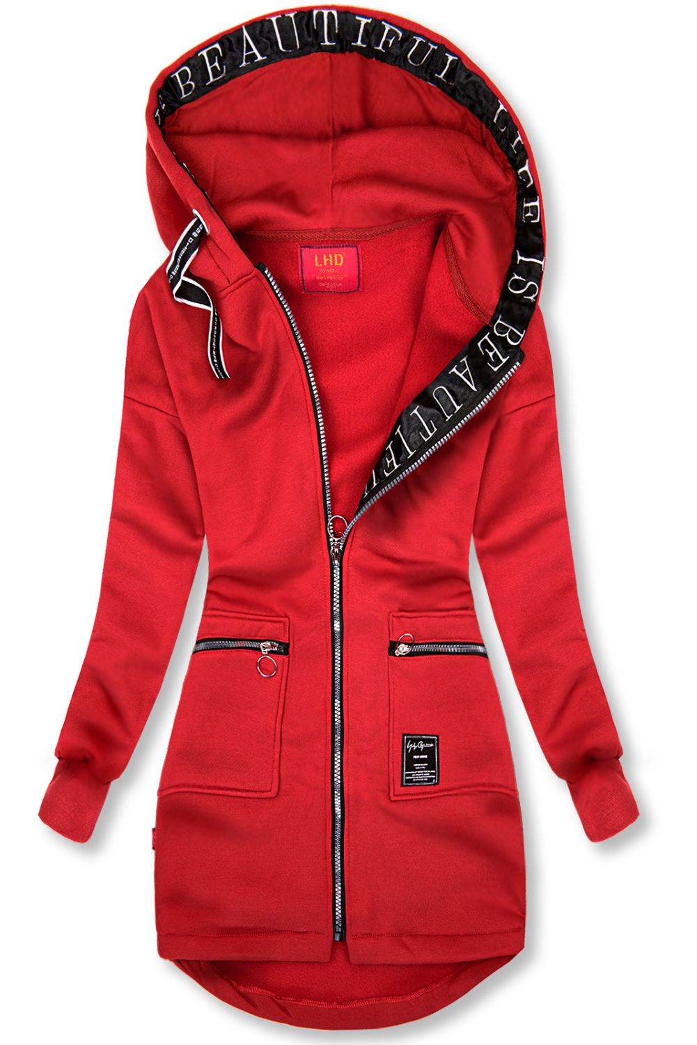Sportliche lange Sweatjacke rot