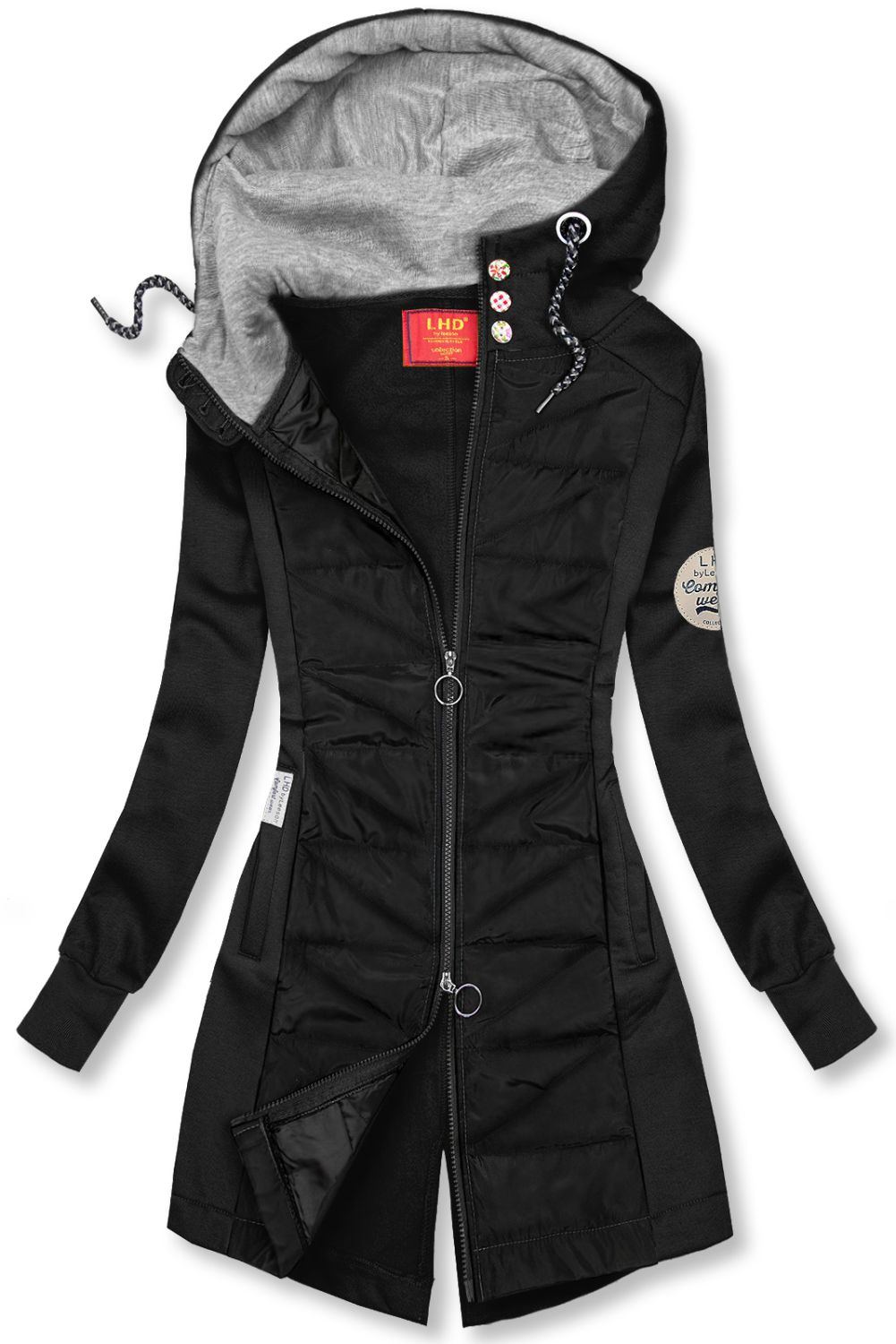 Sweatjacke in langer Form schwarz