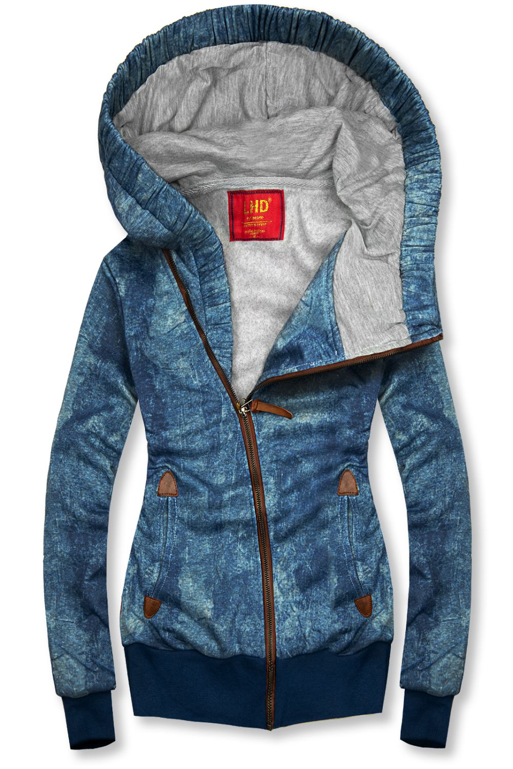 Sweatjacke mit asymmetrischem Reißverschluss dunkelblau