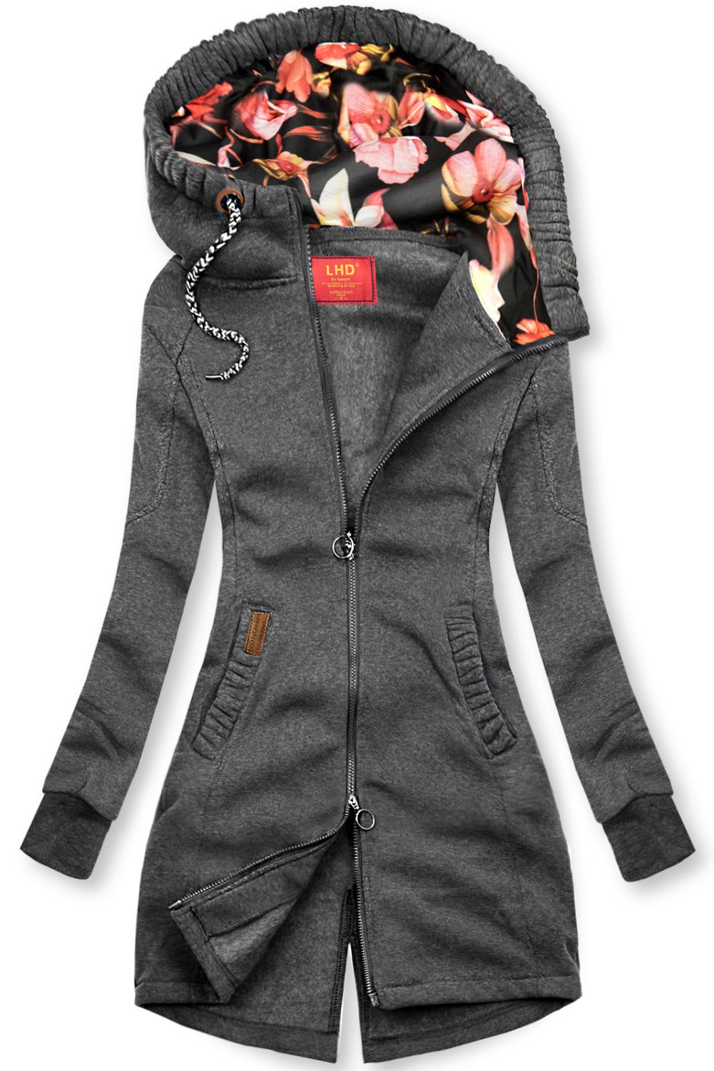 Verlängerte Kapuzenjacke von LHD grau