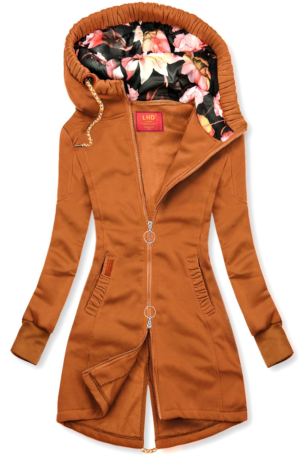 Verlängerte Kapuzenjacke von LHD terrakotta