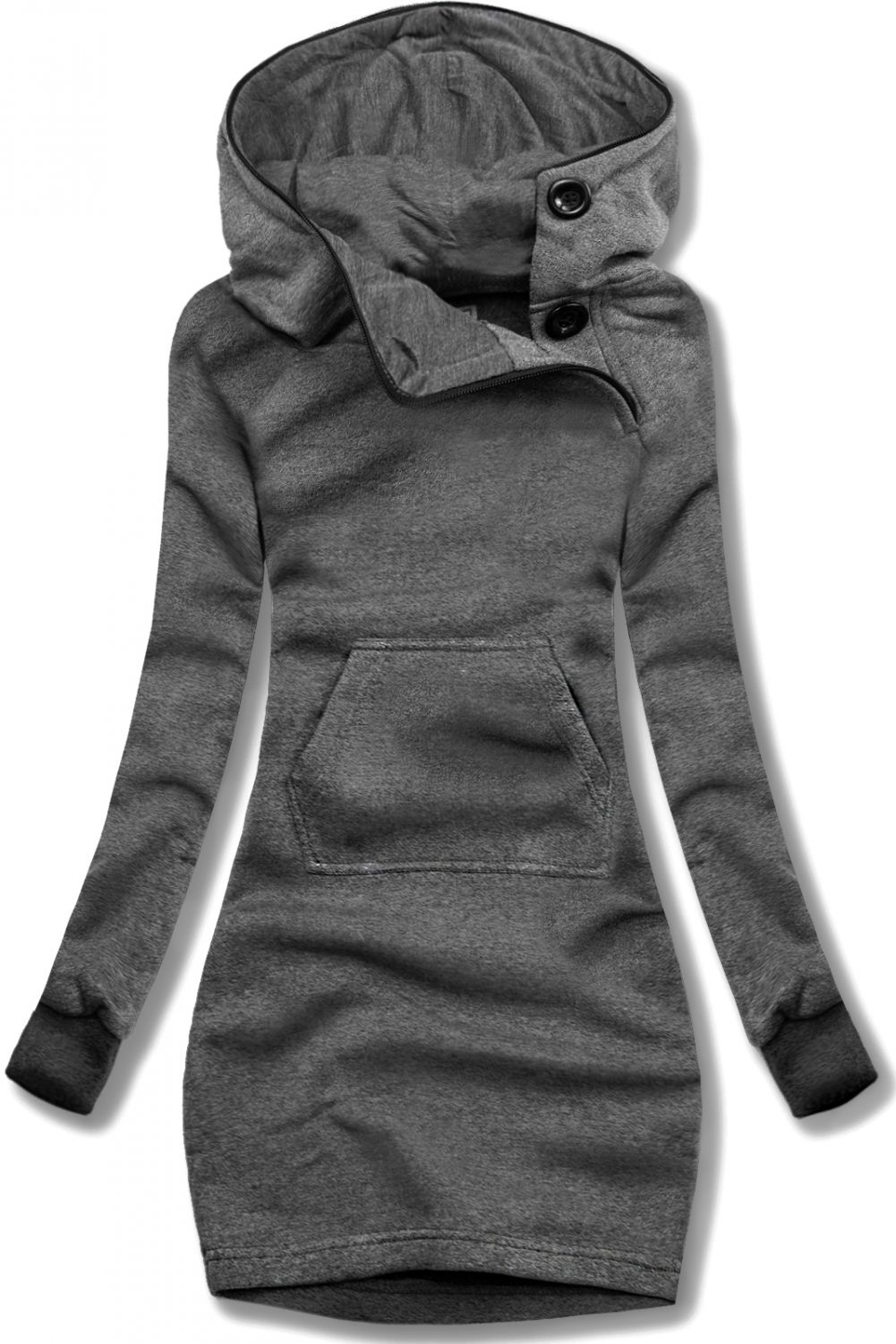 Verlängerte Sweatshirt/Sweatkleid mit Kapuze anthrazit