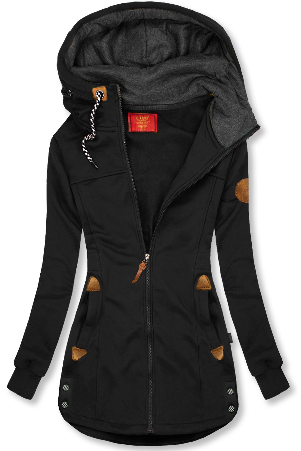 LHD Sweatjacke mit Gummi in der Taille schwarz